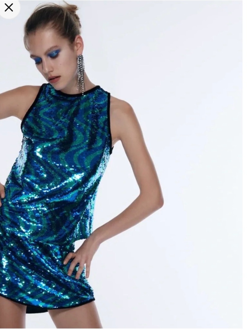 Zara Green-Blue Sequin Two Piece Set